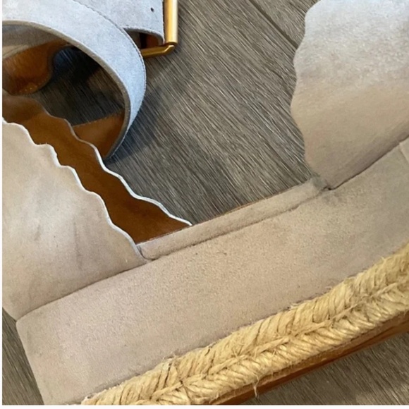 CHLOE Lauren Suede Platform Espadrille Scalloped Design EU 40 US 10 - Picture 13 of 15